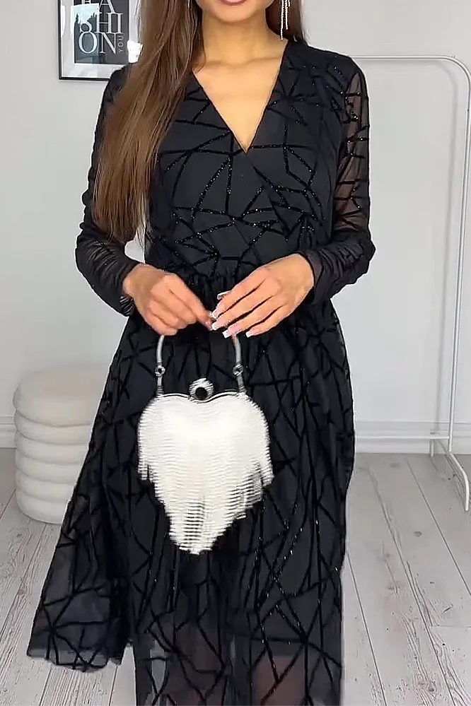 V-neck shiny dress