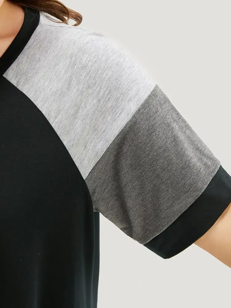 Colorblock Contrast Crew Neck Raglan Sleeve T-shirt