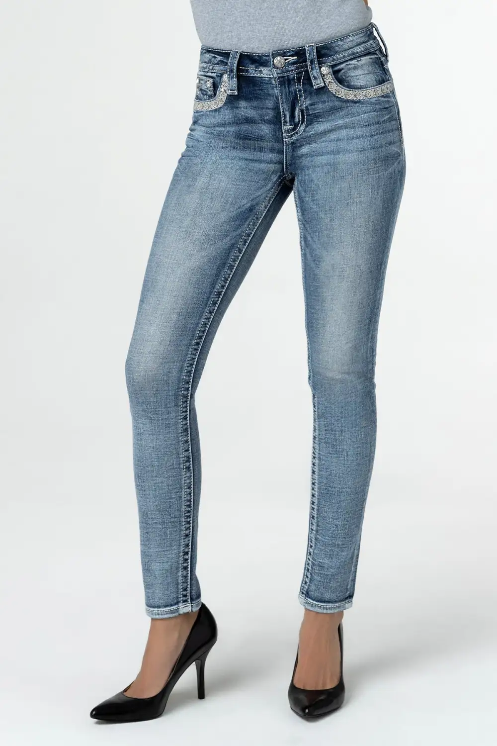 Sparkling Geo Stitch Skinny Jeans