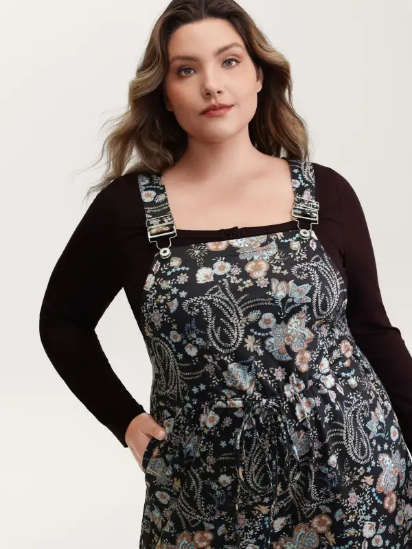 Floral Adjustable Stretchy Waist Jumpsuit