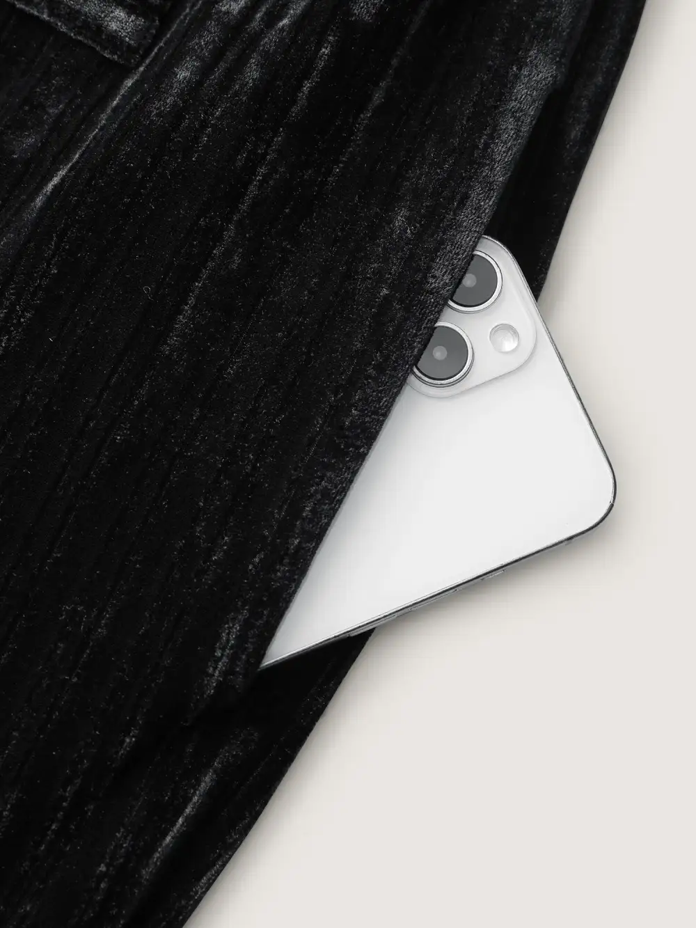 Textured Velvet Sheer Back Pockets Jumpsuit