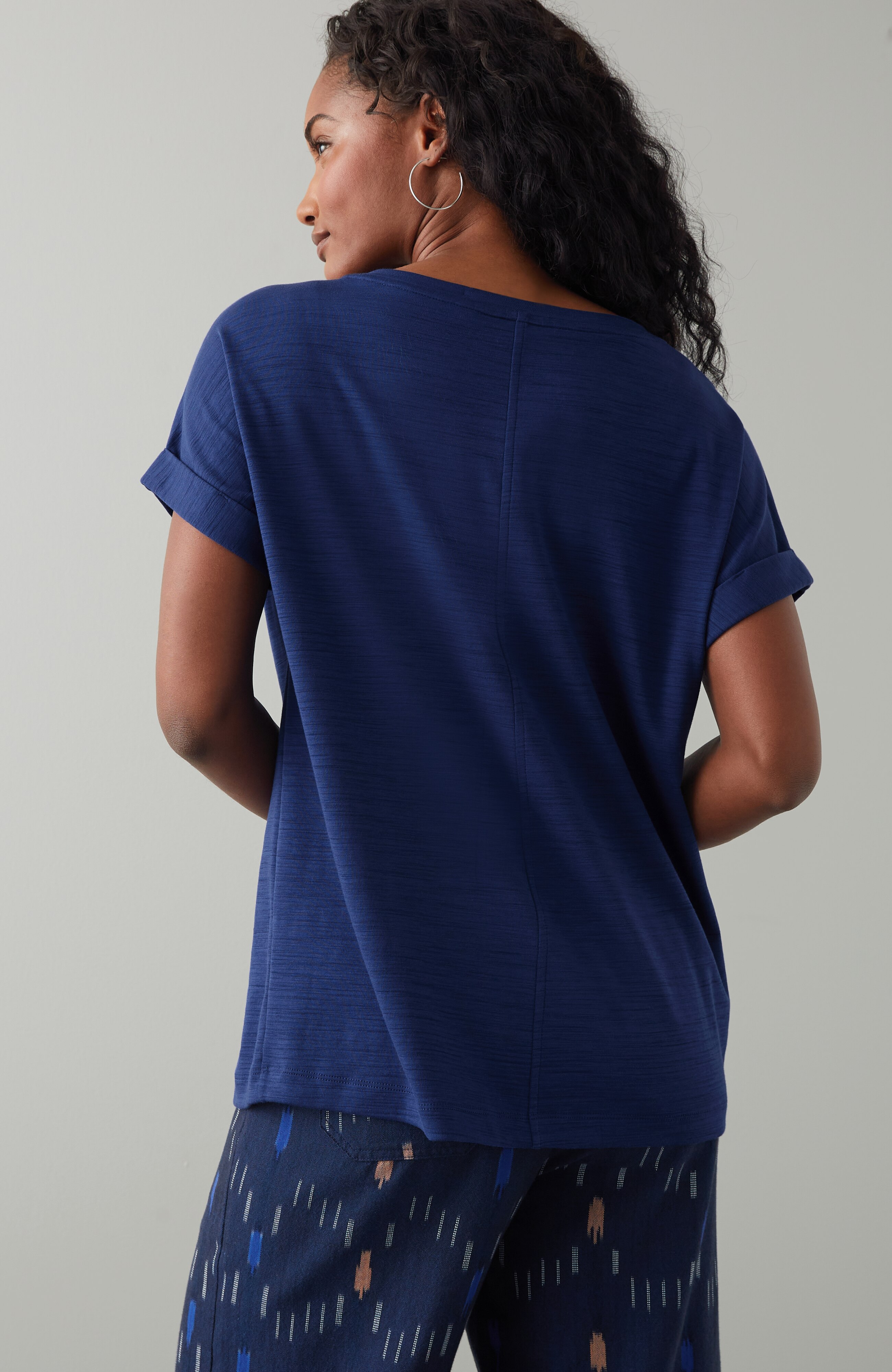 Pure Jill Slub Boat-Neck Tee