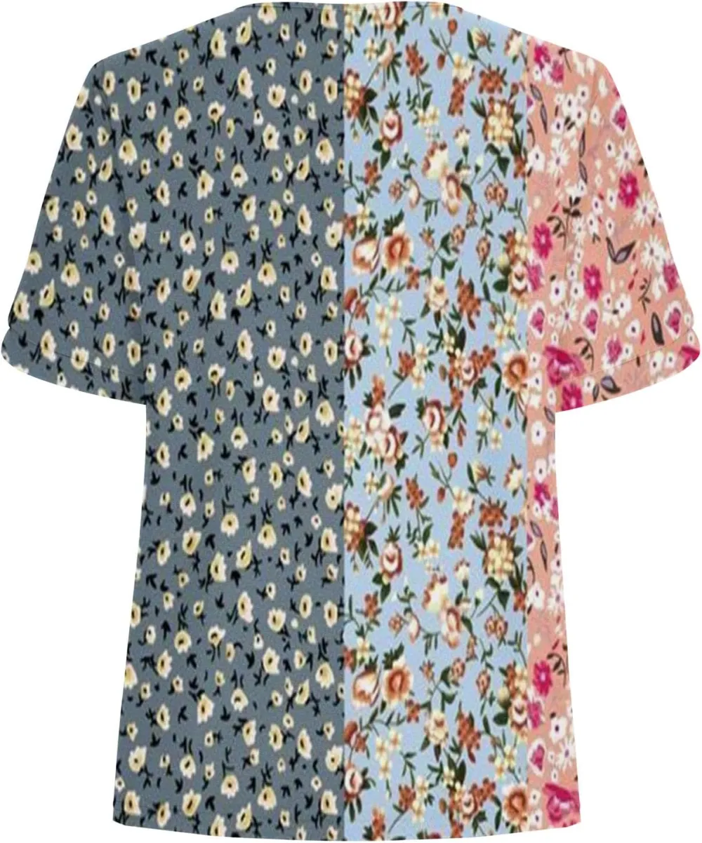 Womens Casual Summer T Shirts V Neck Short Sleeve Tunic Tops Loose Fit Polka Dot Loose Fit Tees 2023 Graphic Tees