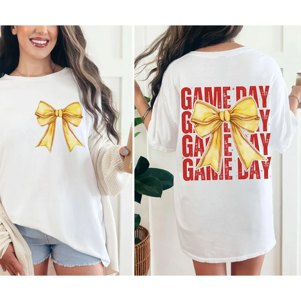 Baseball Game Day Printed Round Neck Short Sleeve T-Shirt