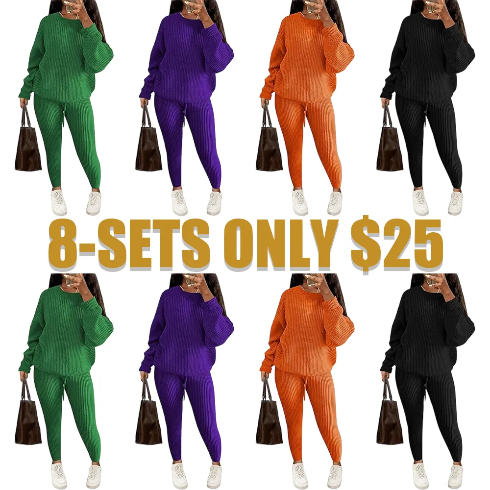 Women's Fall/Winter Solid 2-Piece Knit Set