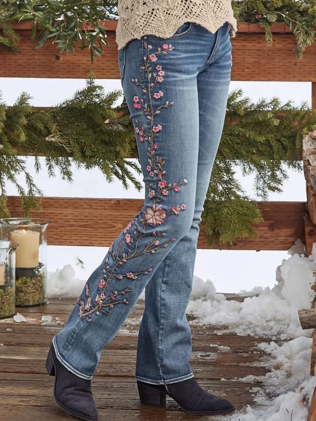 Vintage Printed Floral Pants
