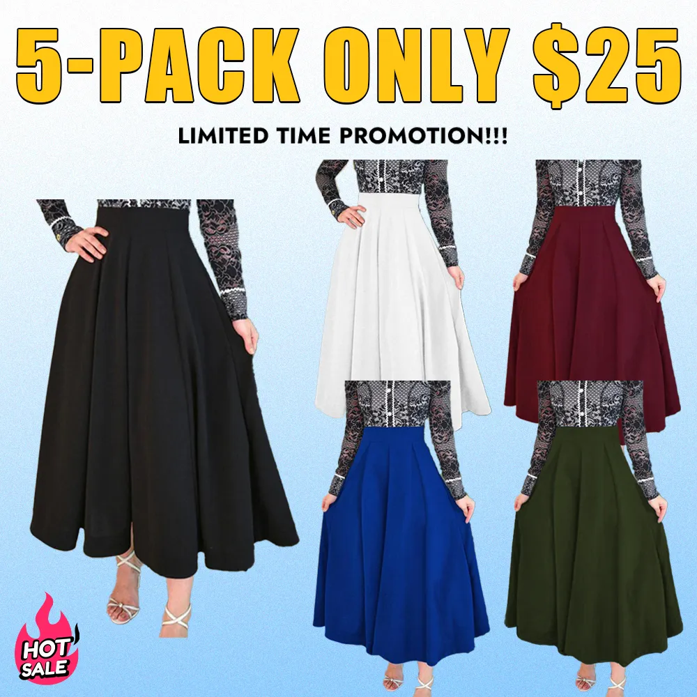 Women’s Pleated A-Line Skirt-High Waist, Zipper Back, Elegant Office Wear