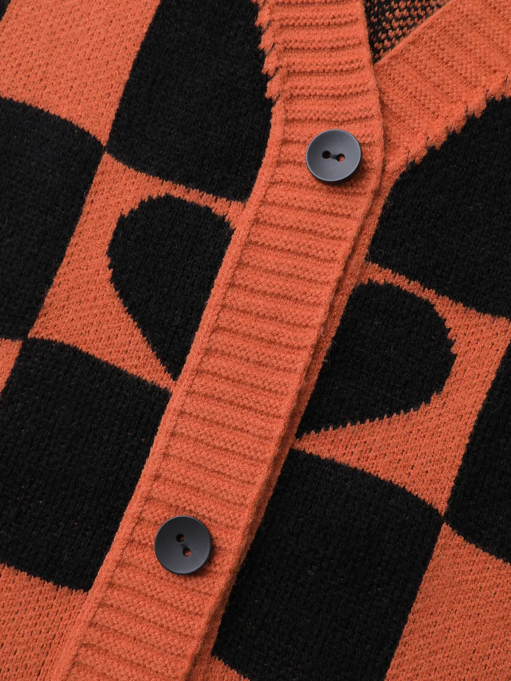 Supersoft Checkered Hearts Stretchy Knit Cardigan