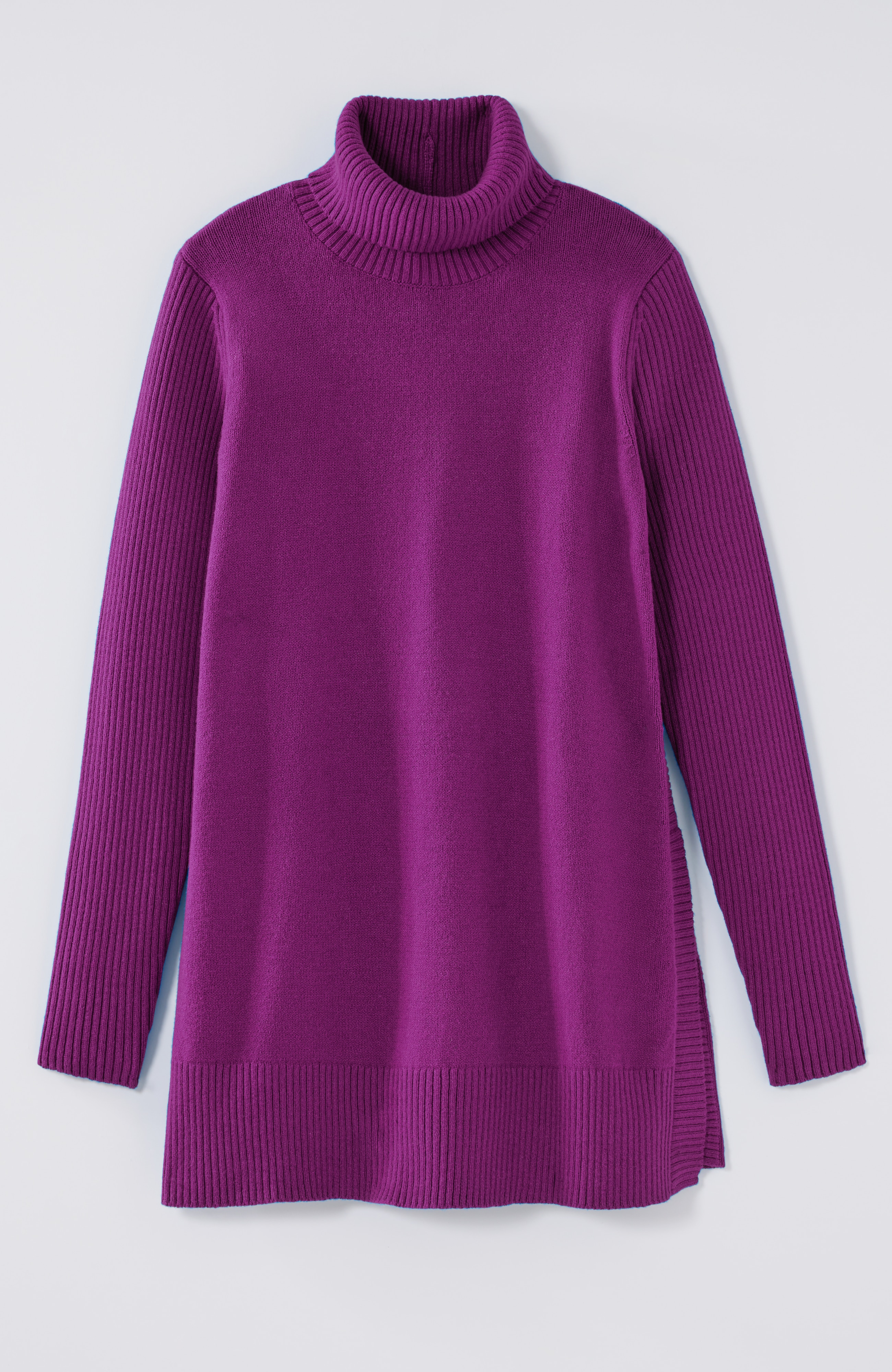 Ribbed-Sleeves Turtleneck Sweater