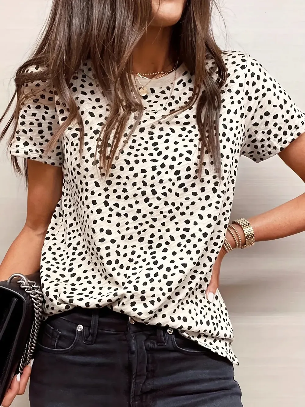 ✨Women's Polka Dot Print Short Sleeve T-Shirt