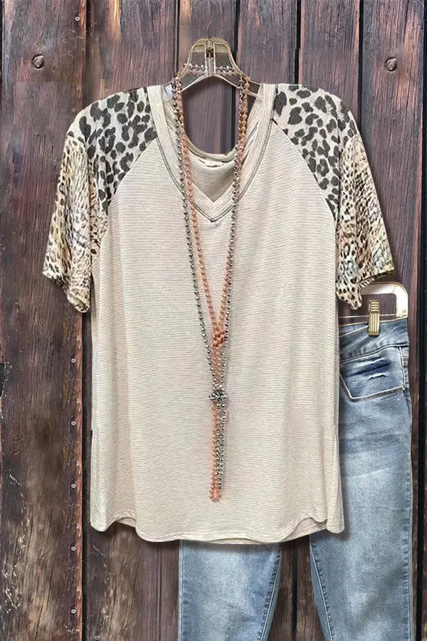 Leopard Print V-Neck T-Shirt