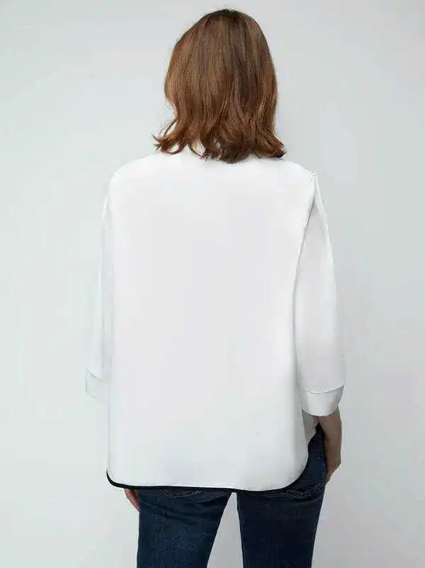 Casual Three-Quarter Sleeves Figure Buttoned Printed Stand Collar Blouses&Shirts Tops