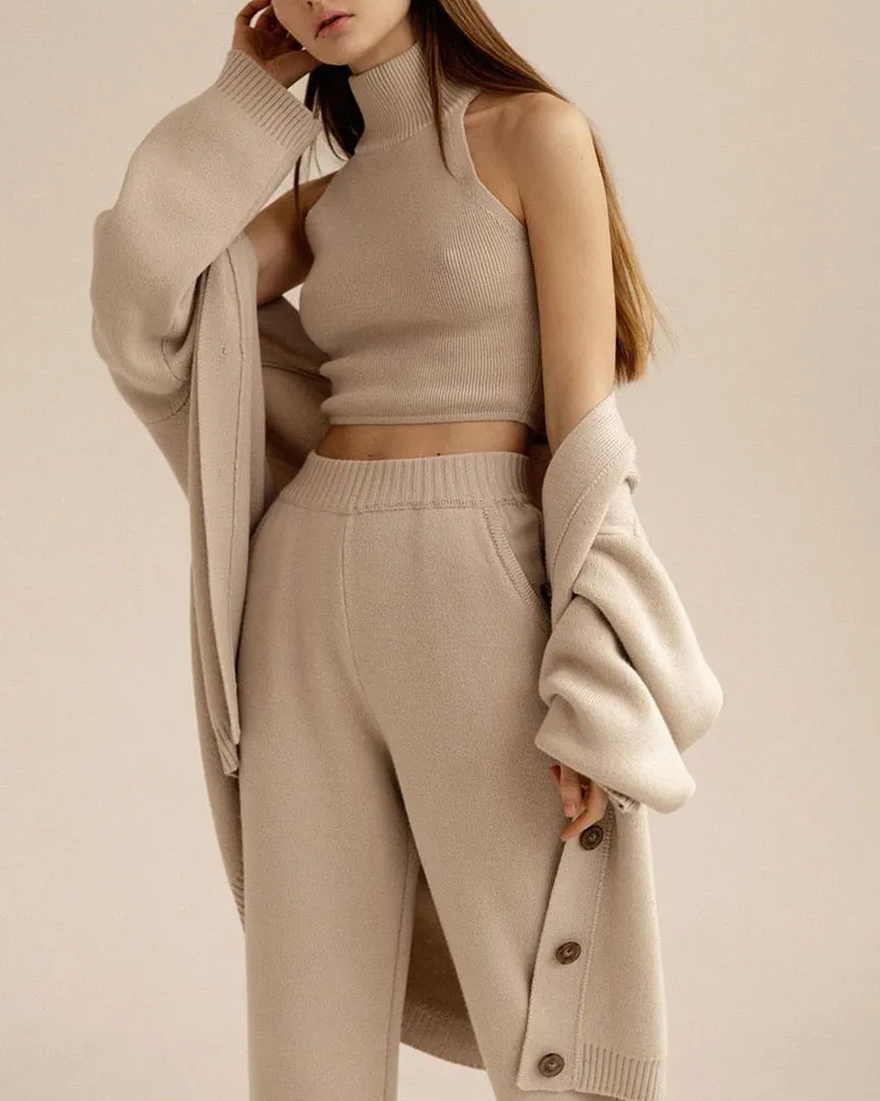 Casual Knitted Three Piece Set
