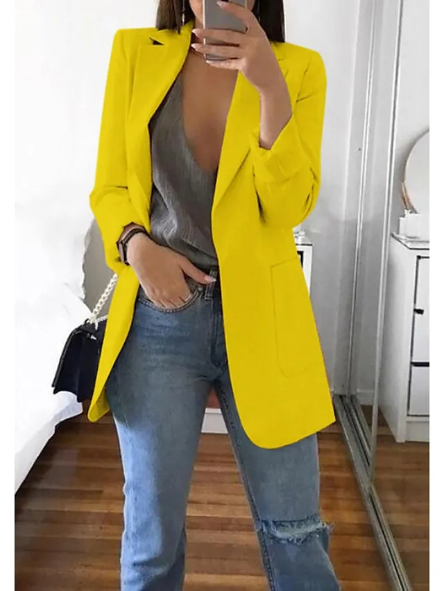 Women's Blazer Open Front Business Office Blazer Outfit with Pocket Casual Clean Fit Formal Spring