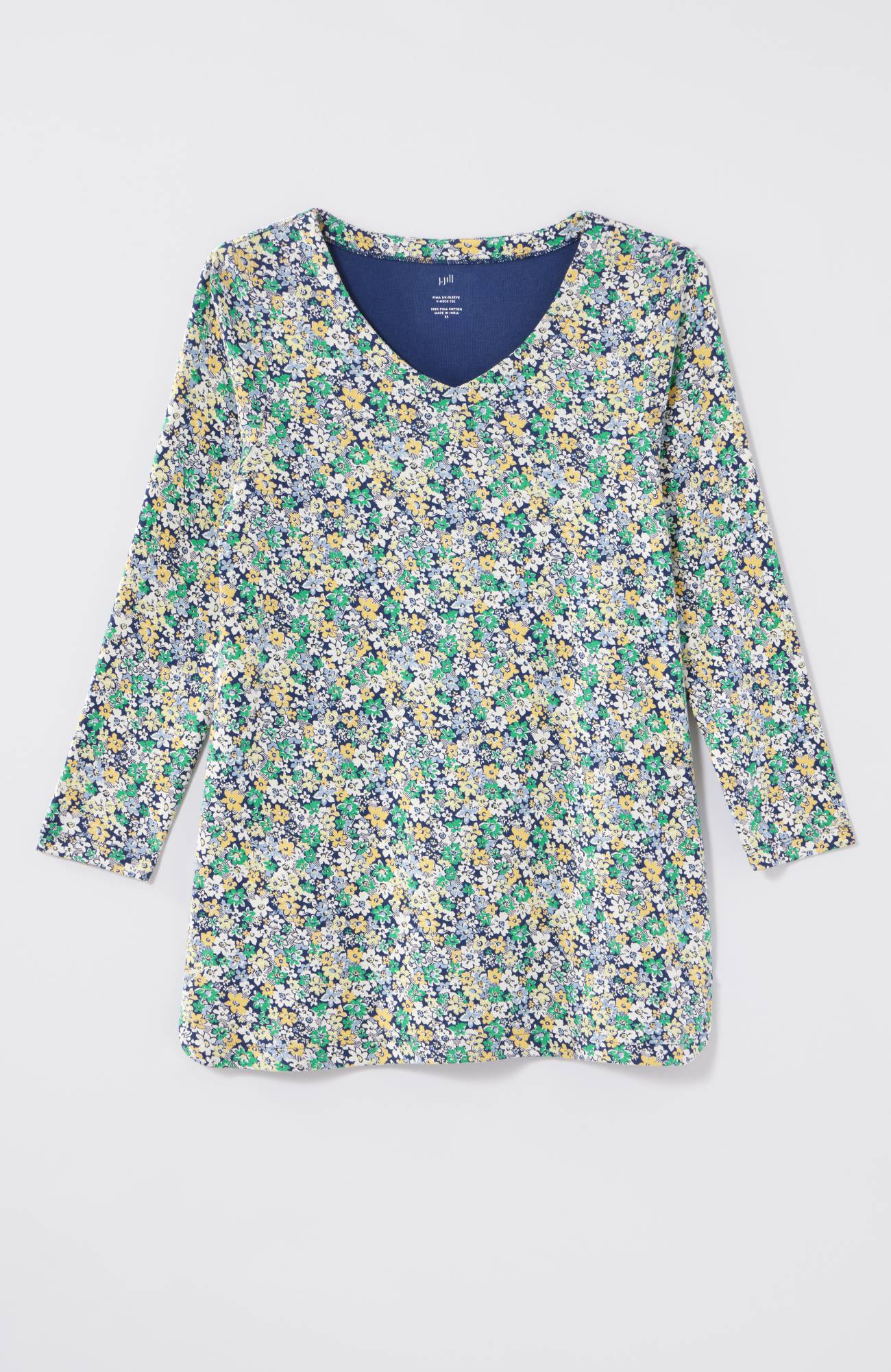 pima 3/4-sleeve v-neck tee