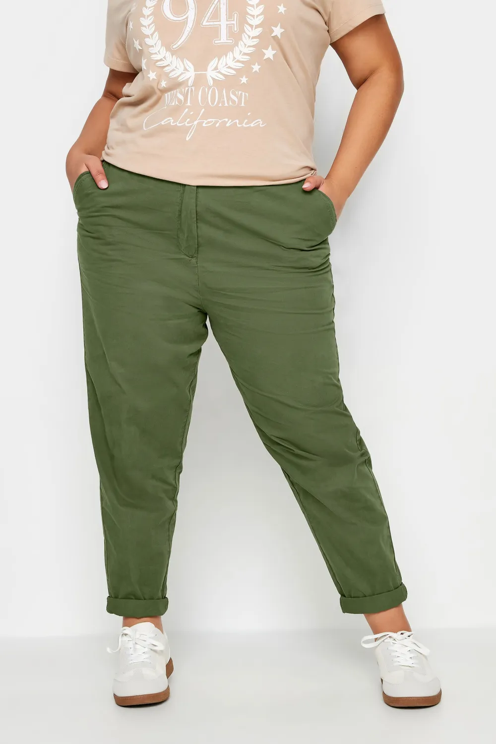 YOURS Curve Dark Blue Straight Leg Chino Trousers