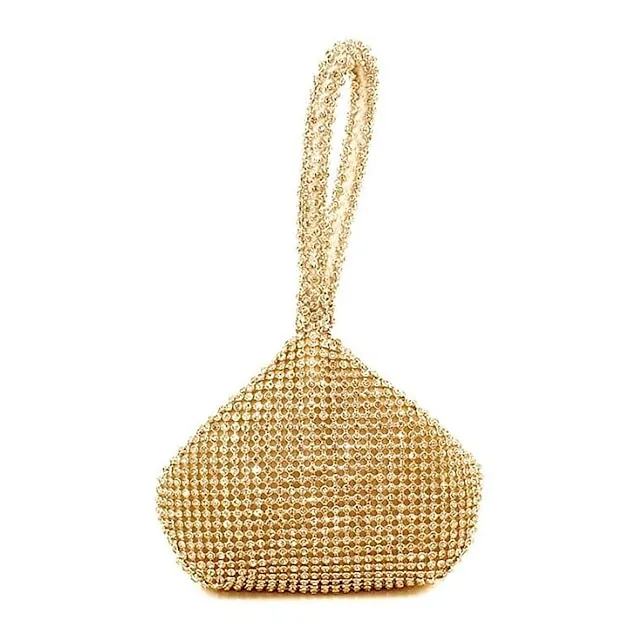 Women's Clutch Evening Bag for Evening Bridal Wedding Party with Rhinestone Solid Color in Silver Black Gold