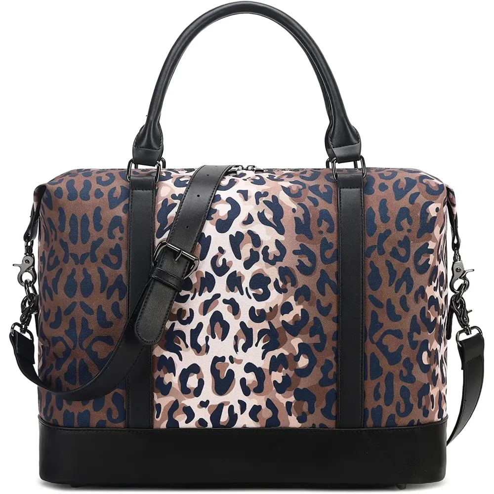 Ladies Canvas Weekender Bag Overnight Carry-on Tote Duffel in Trolley Handle