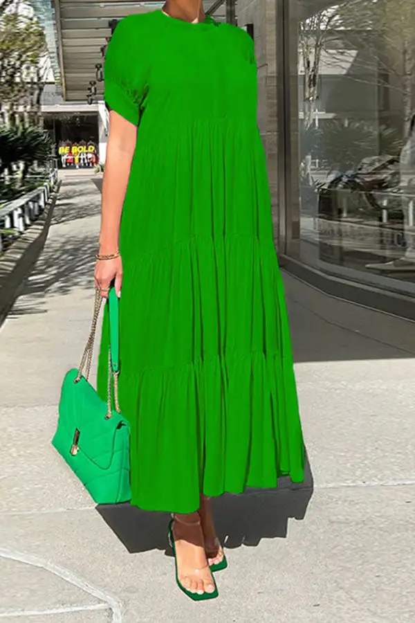  Relaxed Tiered Ruffle Midi Dress