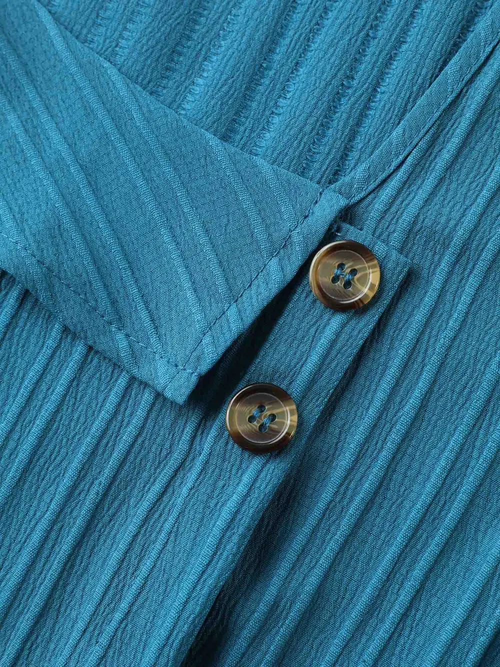 Textured Petal Sleeve Asymmetrical Neck Blouse