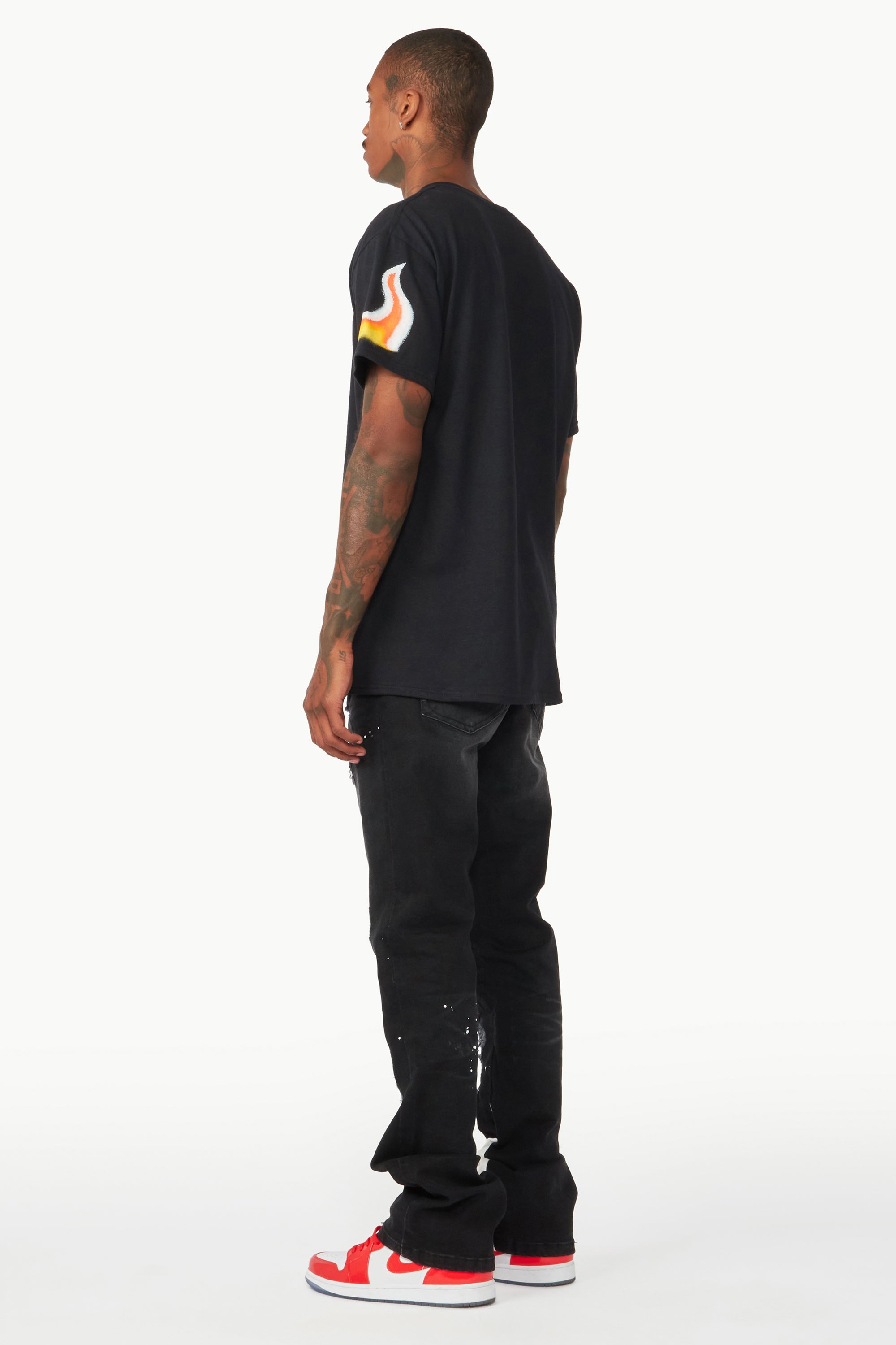 Edmund Black Stacked Flare Jean