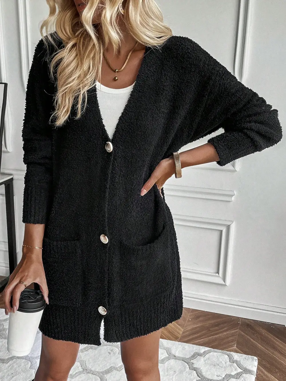 Solid Raglan Sleeve Open Front Cardigan
