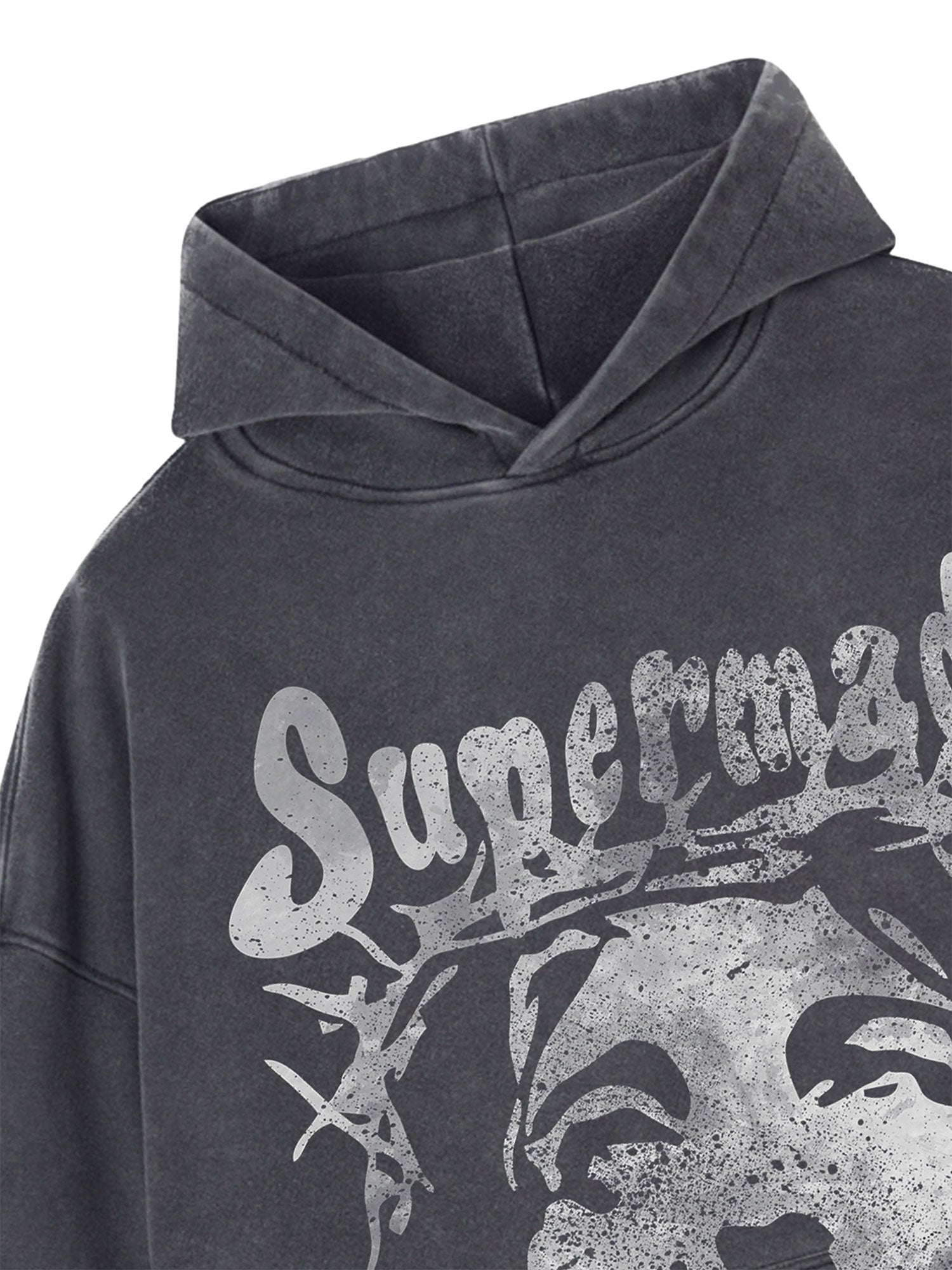 Heavy Duty Washed Jesus Graphic Hoodie - 1973