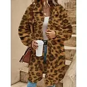 Women's Sherpa Jacket Comfortable Breathable Pocket Buttons Casual Plain Vacation Street Casual Daily Wear Single Breasted Long Turndown Loose Fit Long Sleeve Outerwear Black White Red Spring Fall