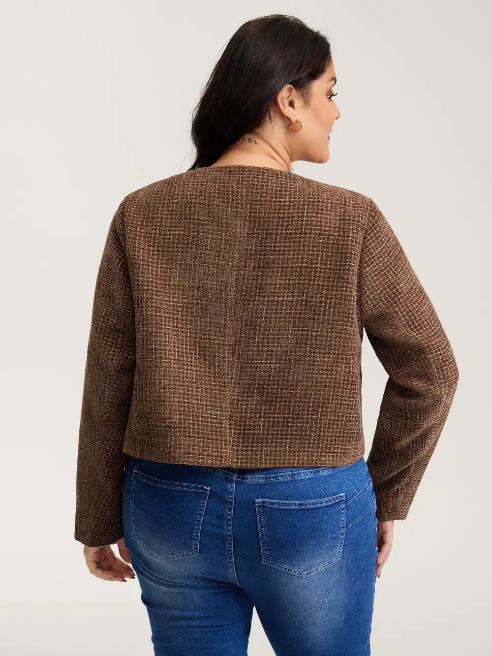 Flocked Textured Button Pockets Jacket