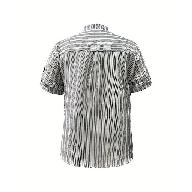 Women's Blouse Light Blue Stripes V Neck Button Front Office Shirt Long Sleeve Blouse For Spring  Summer Autumn