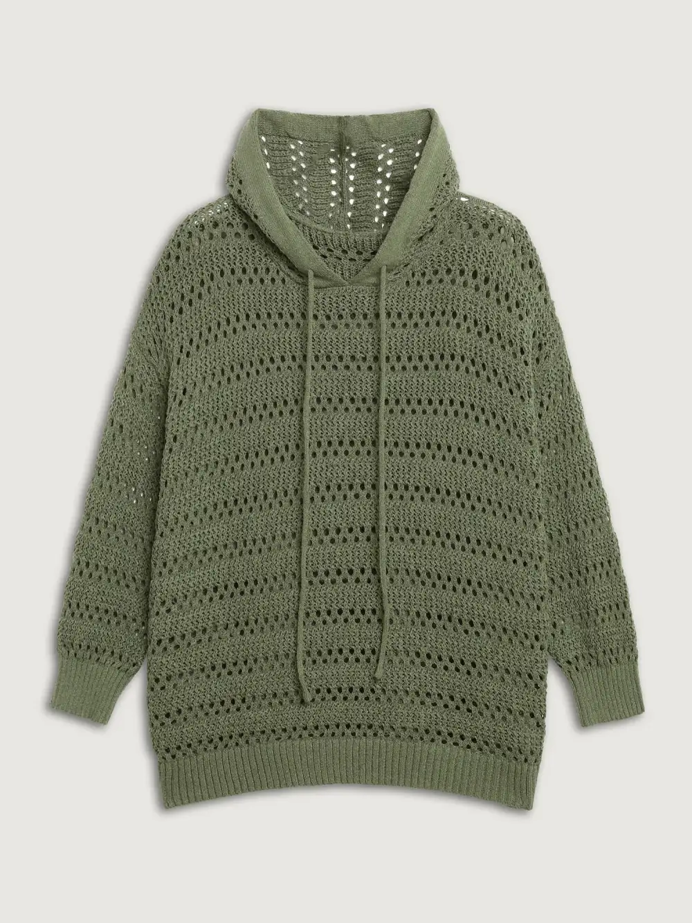 Cut-Out Textured Drop Shoulder Pullover