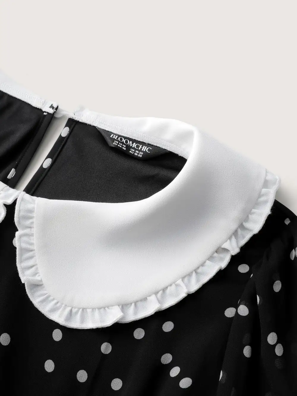 Polka Dots Doll Collar Contrast Midi Dress