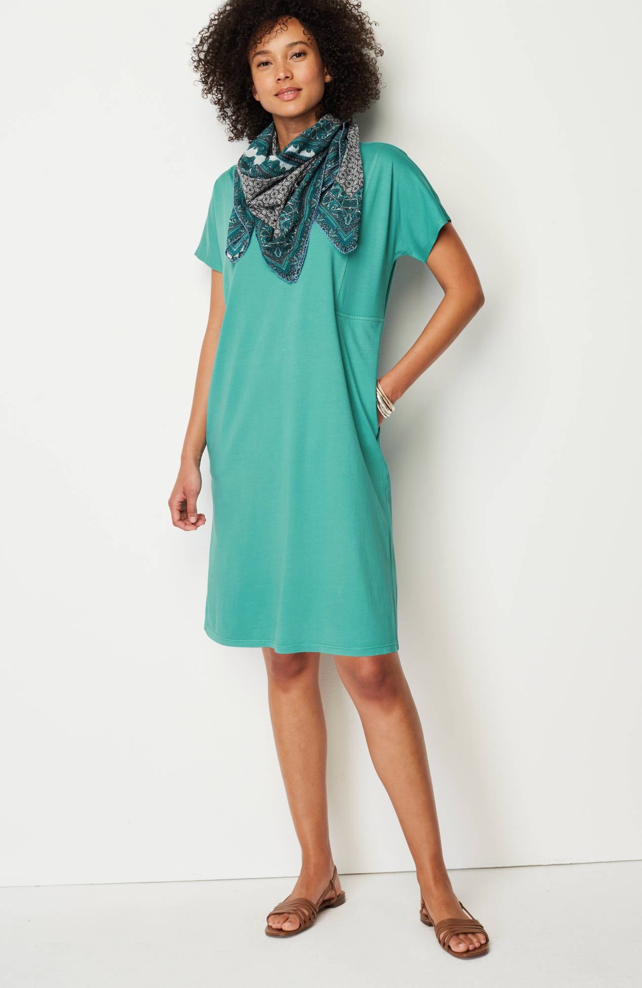 pure jill soft-v-neck t-shirt dress