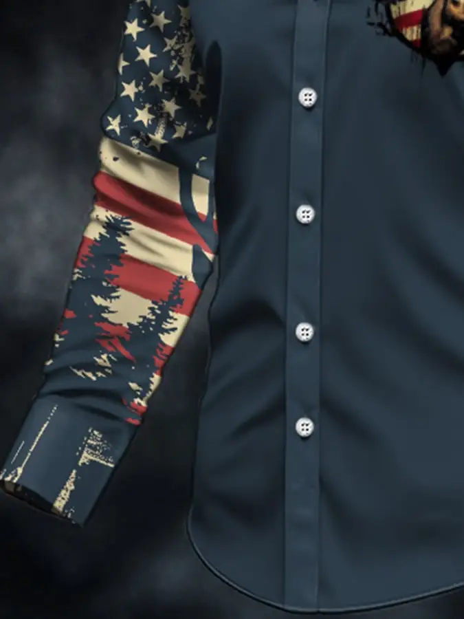 Men's Casual Western Style Contrast Color Shirt