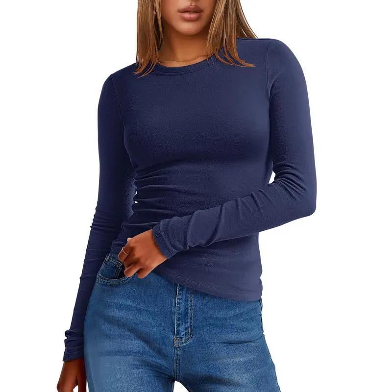 2025 Women's Long-Sleeve Thermal Tee: Crewneck, Slim Fit, Warm (Fall/Winter Basic)