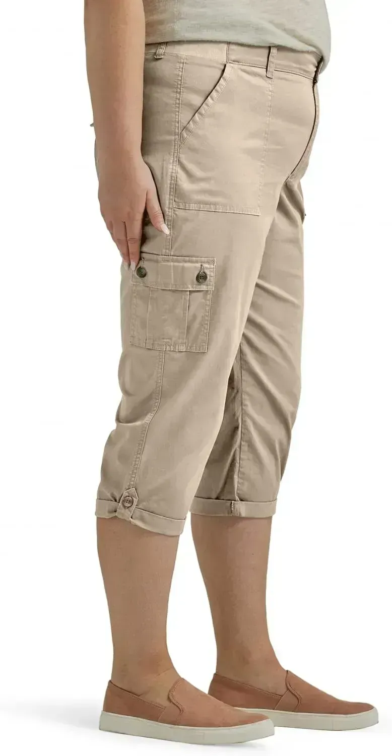 Lee Women's Plus Size Ultra Lux Comfort with Flex-to-go Cargo Capri Pant