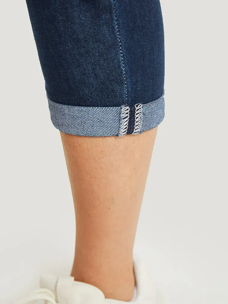 Very Stretchy High Rise Dark Wash Cropped Jeans
