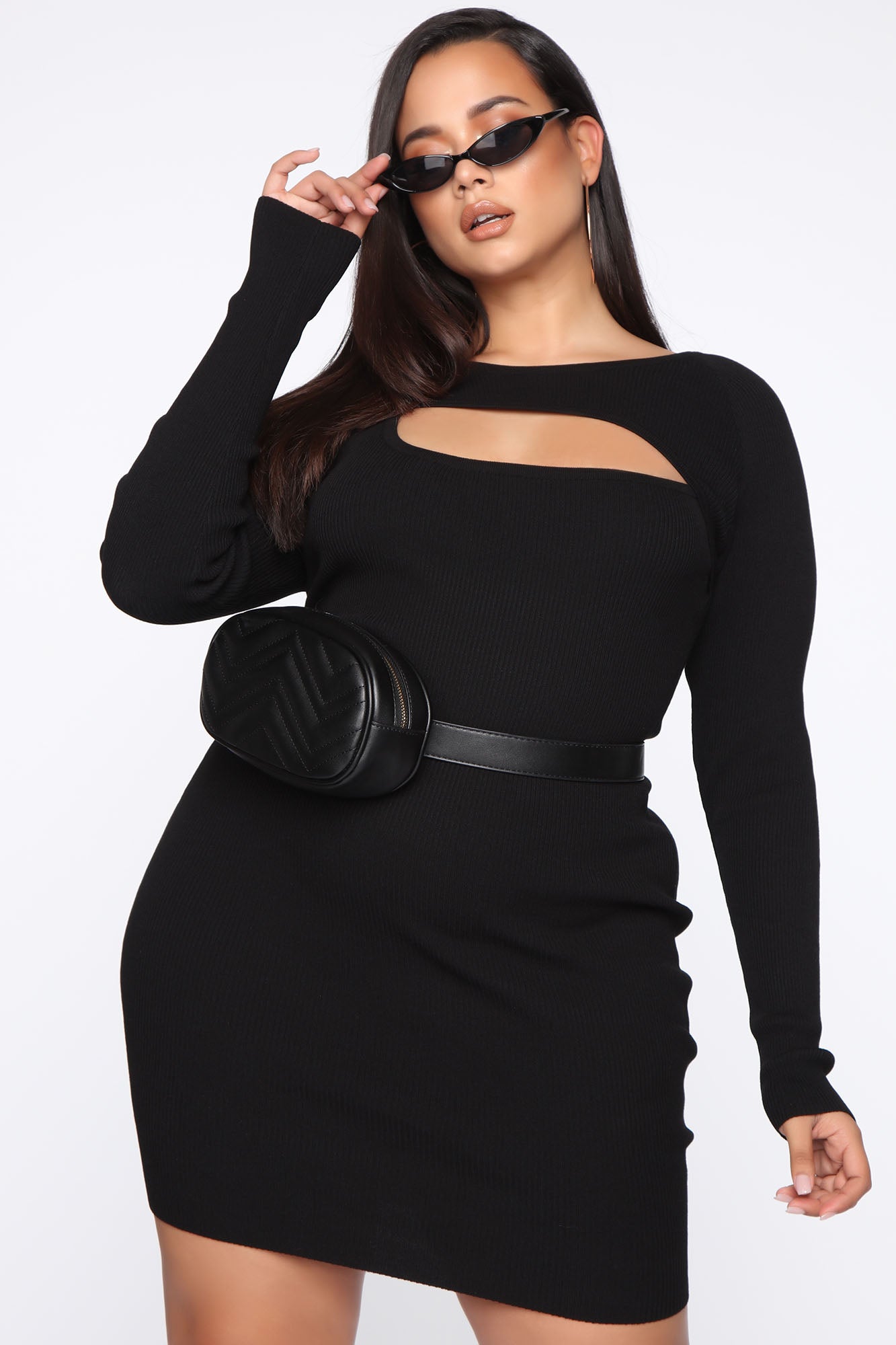 Cold Hearted Ribbed Mini Dress - Black