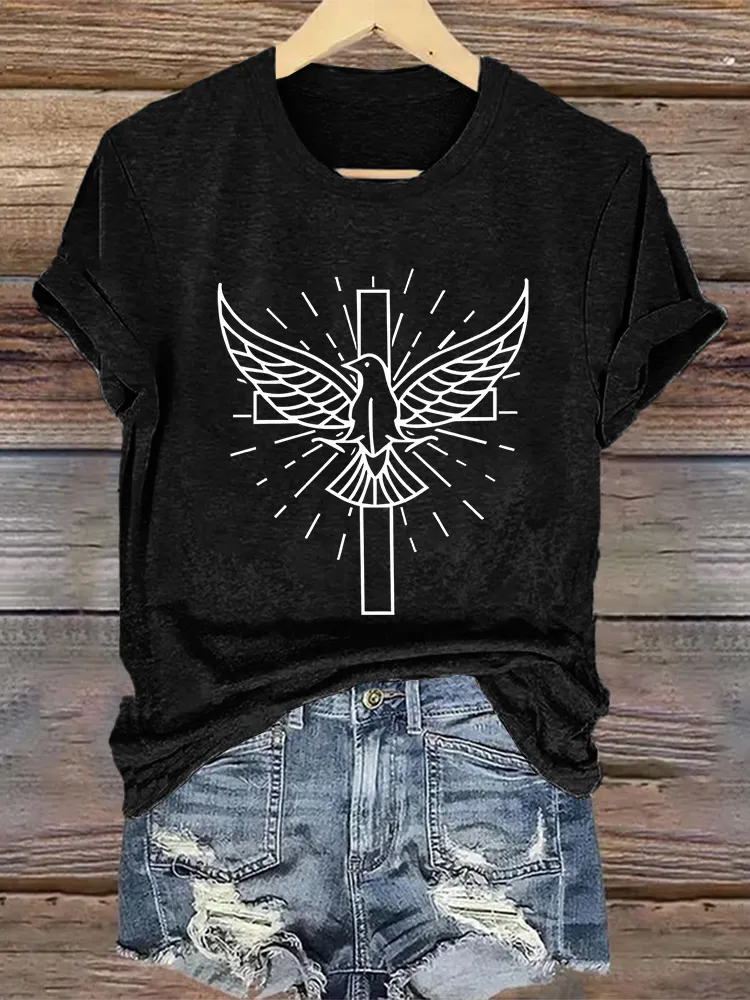 Women'S Holy Spirit Dove Pentecost Short-Sleeved Christian Gift Religious T-Shirt