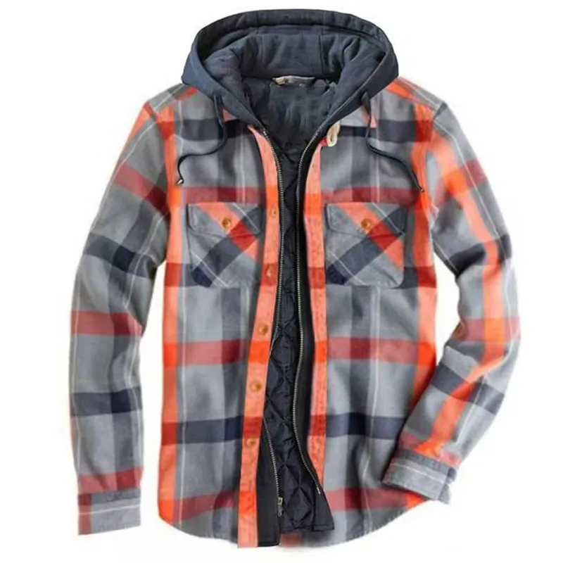 Mens Winter Plaid Thick Casual Jacket