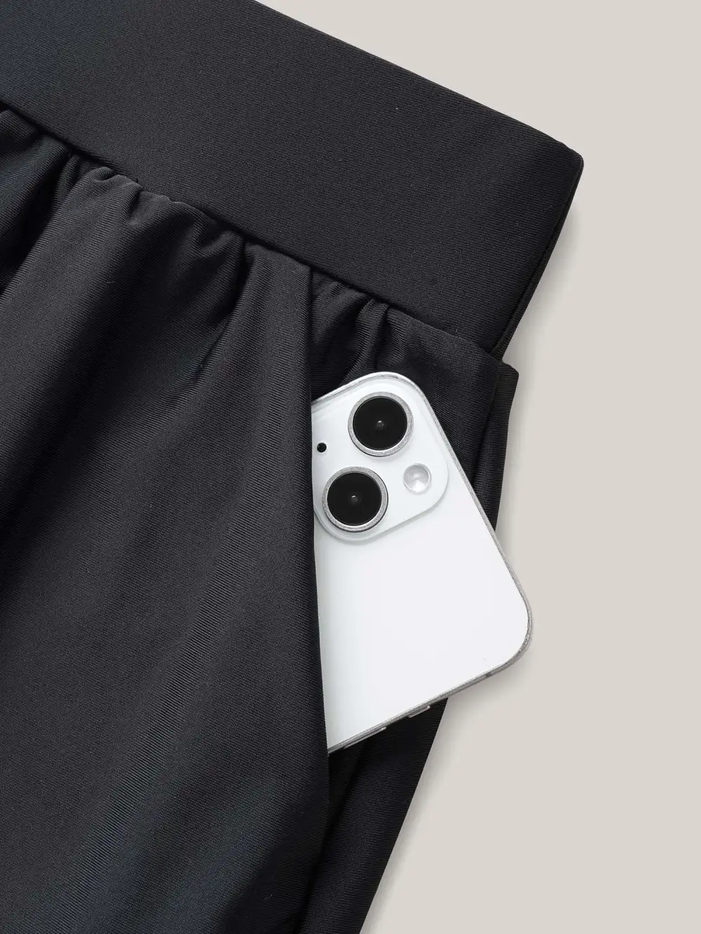 High Waisted Pockets Solid Pleated Swim Bottom