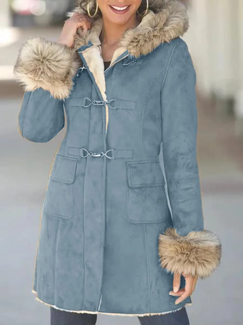 Casual thick suede warm coat