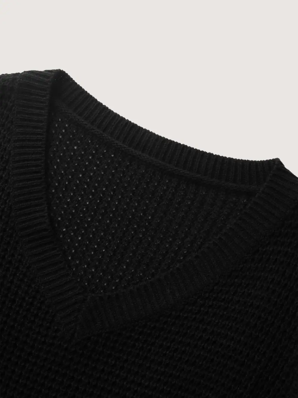 Crochet Floral Hem V-Neck Pullover