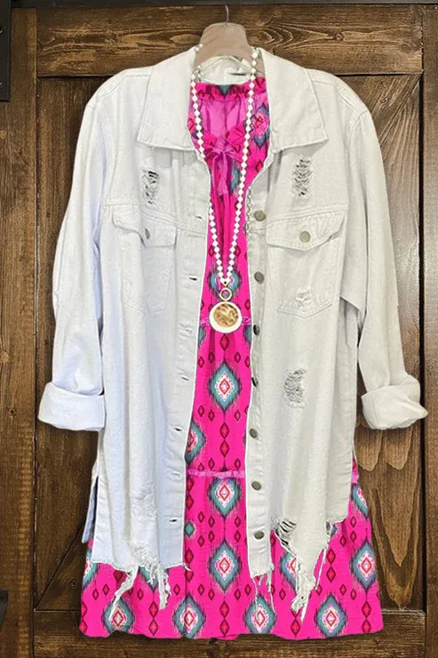 Solid Long Sleeve Cut Out Frayed Hem Denim Jacket