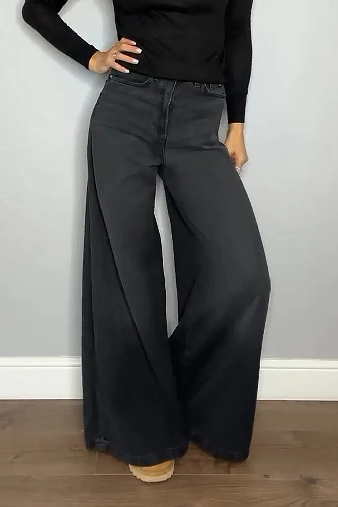 Women's leopard print jacket and solid color wide leg pants