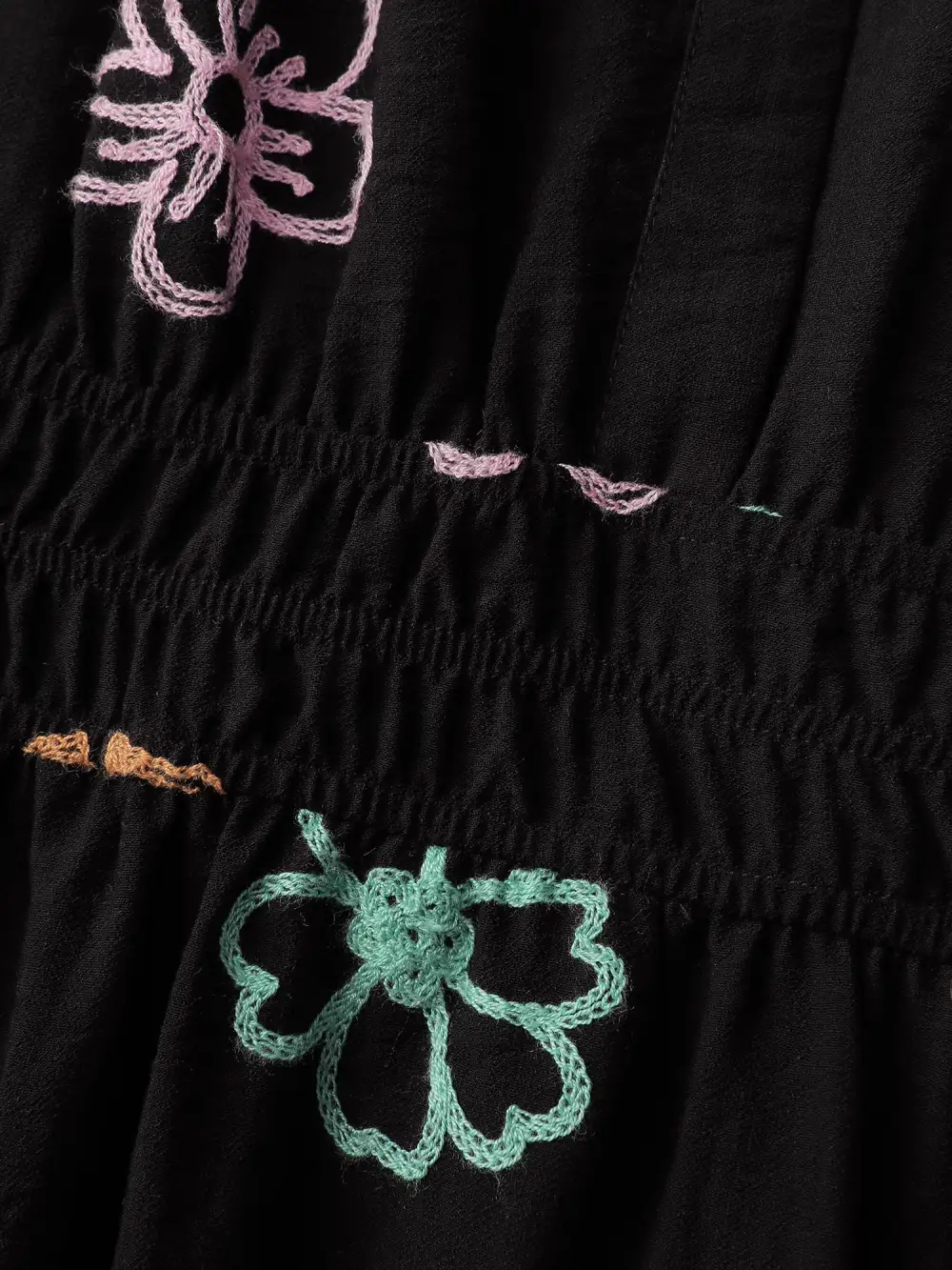 Colorful Embroidered Waist-Defining Midi Dress