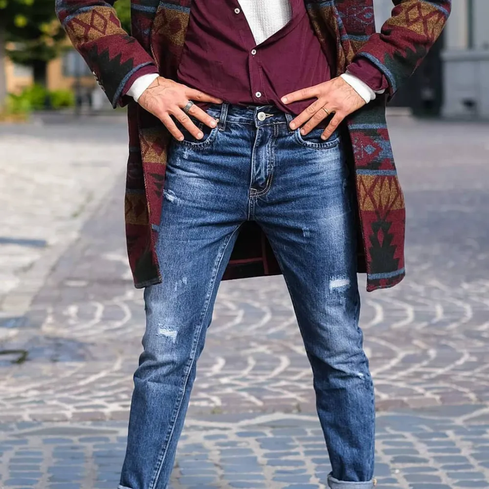 Vintage Ethnic Pattern Single Breasted Coat