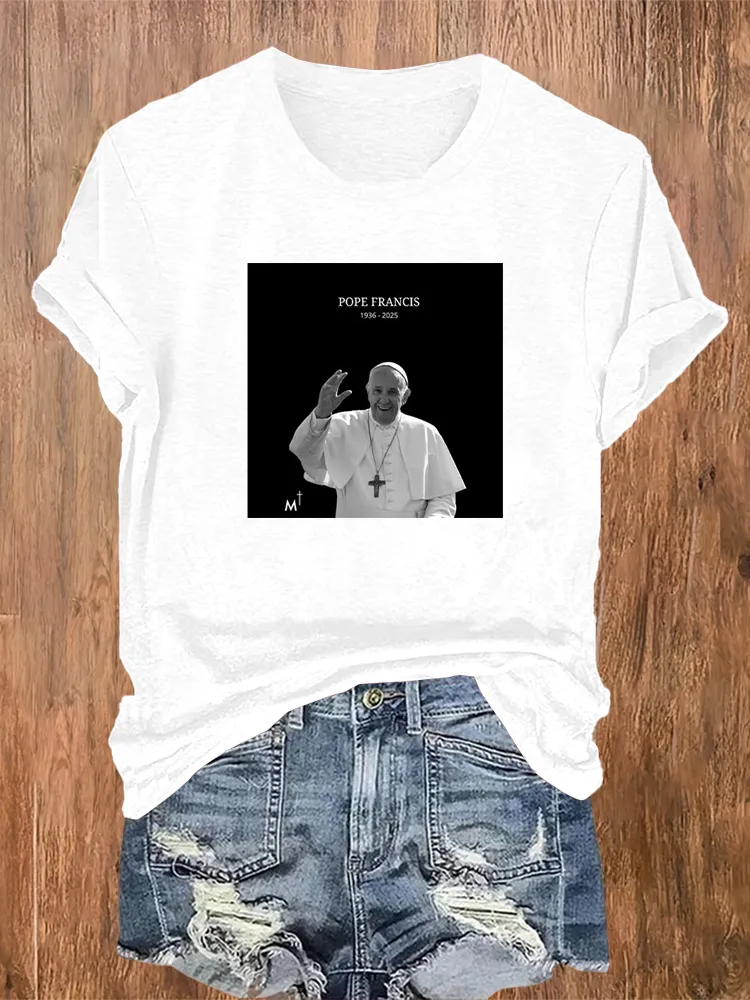 Women's Thank You In Loving Memory 1936-2025 Print Short Sleeve Round Neck Cotton T-Shirt