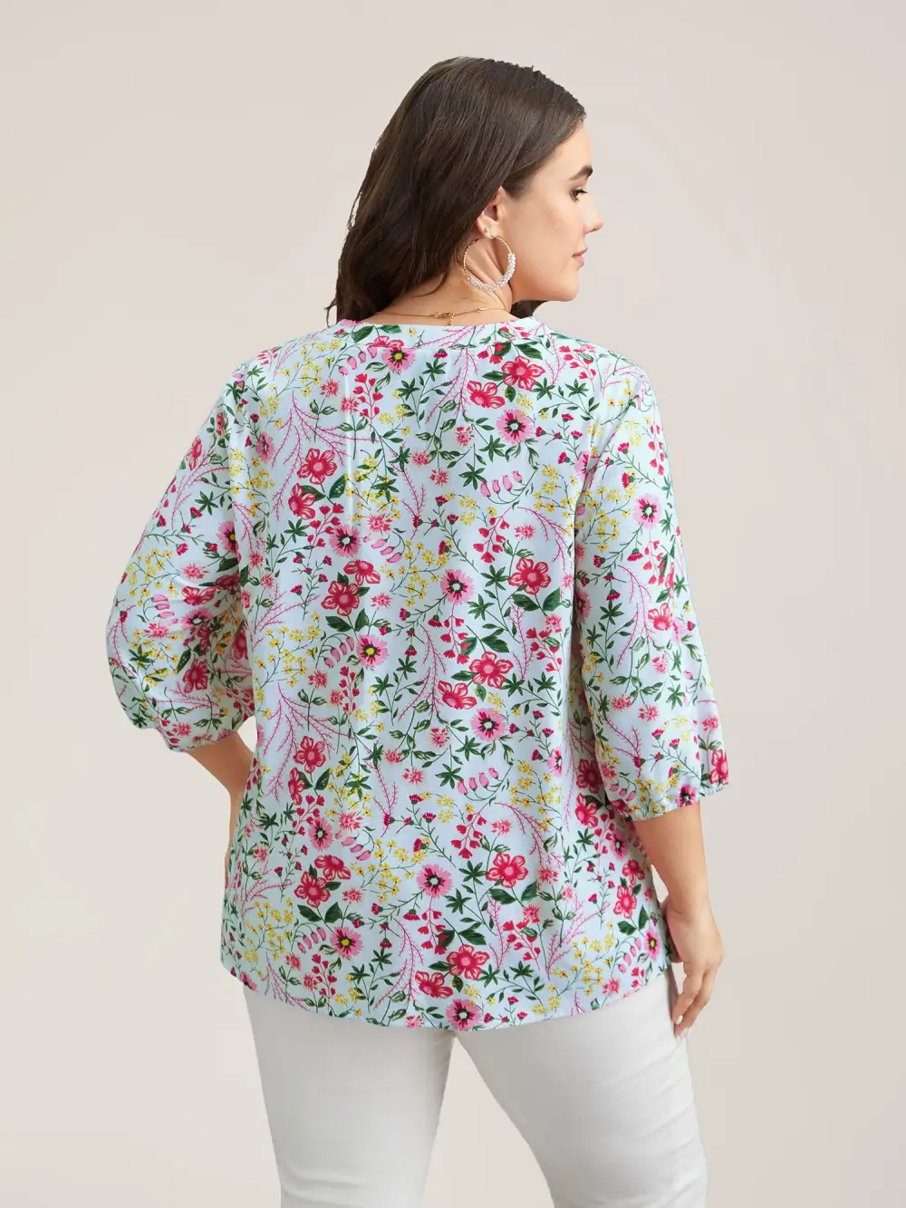 Floral Print Notched Collar Shirt