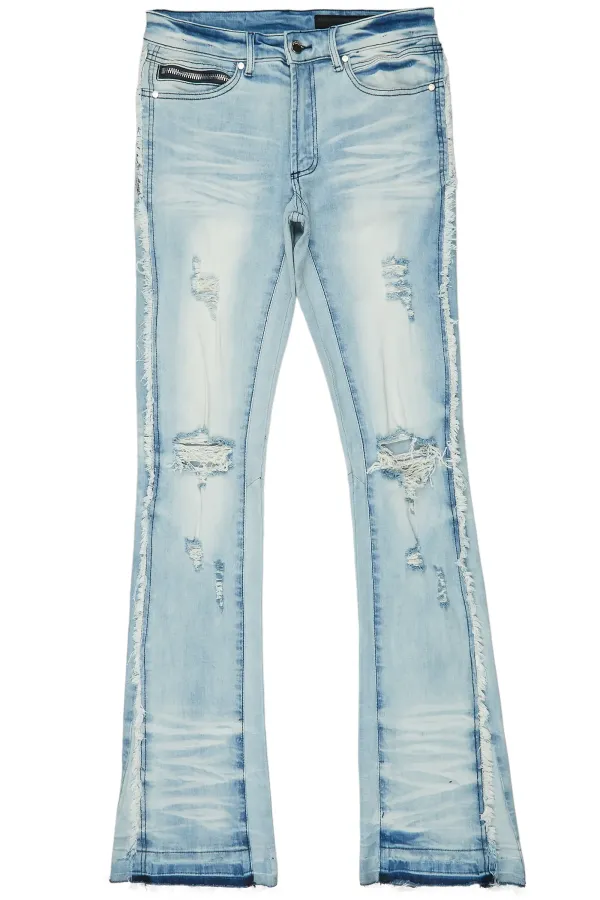 Zene Light Blue Stacked Flare Jean